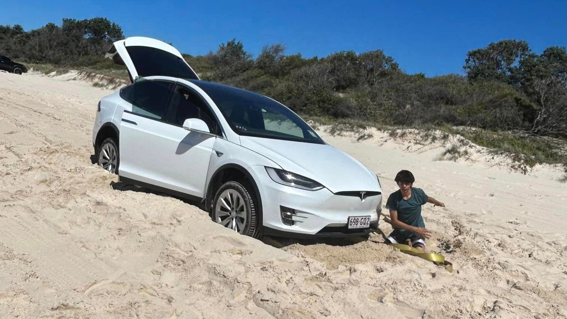 Tesla Model X Gets Stuck On Aussie Beach