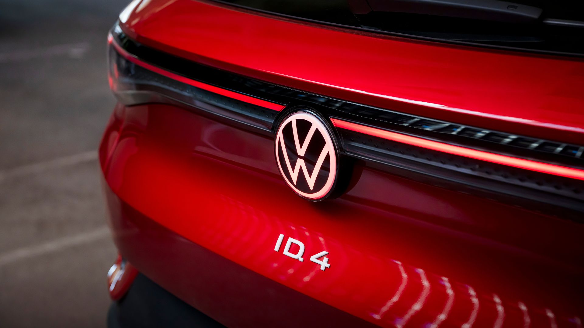 Close-up of a Volkswagen ID.4 badge, the electric SUV VW discontinued at its Chattanooga plant