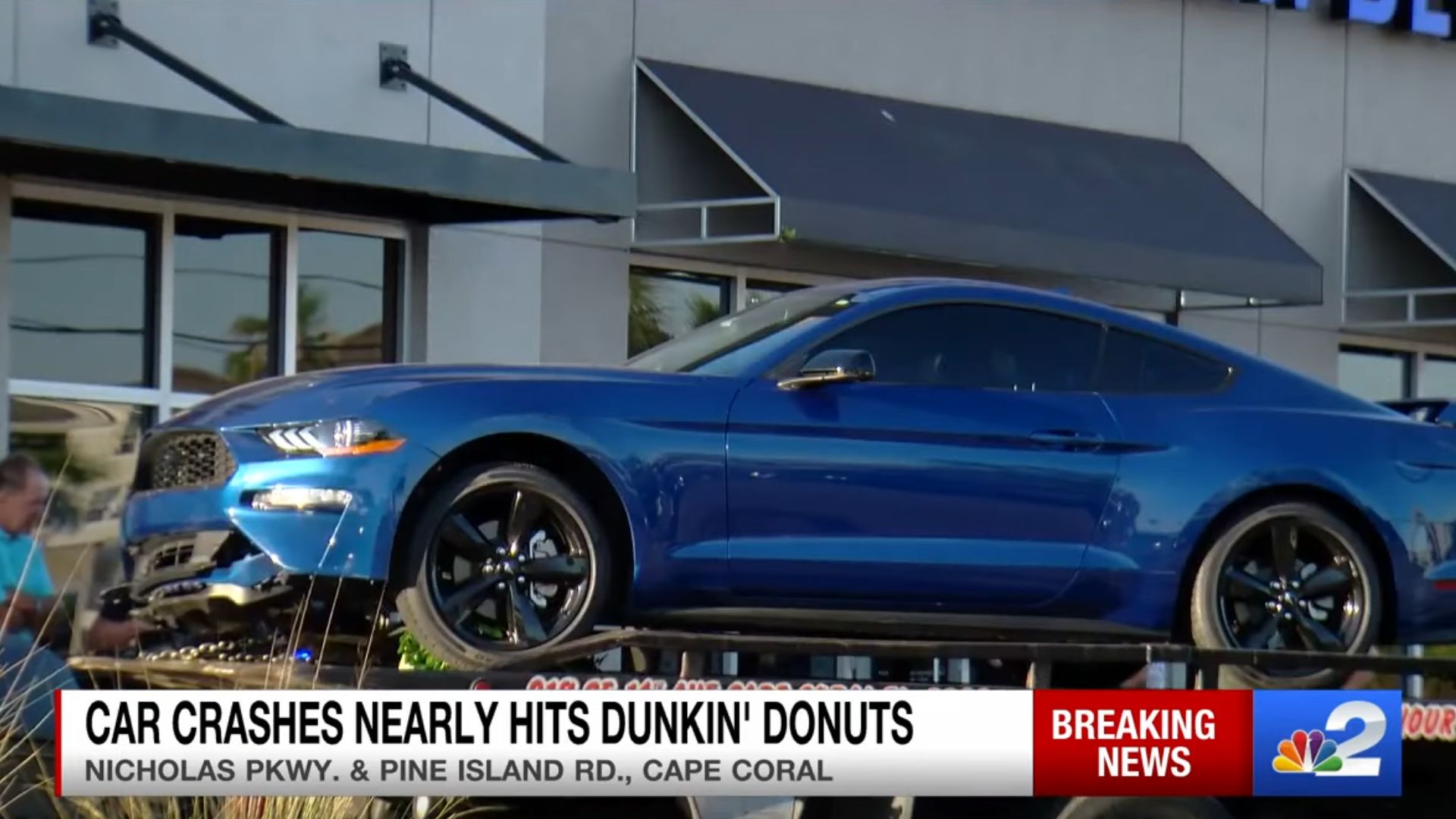 Ford Mustang Tries Taking Out Donut Eaters