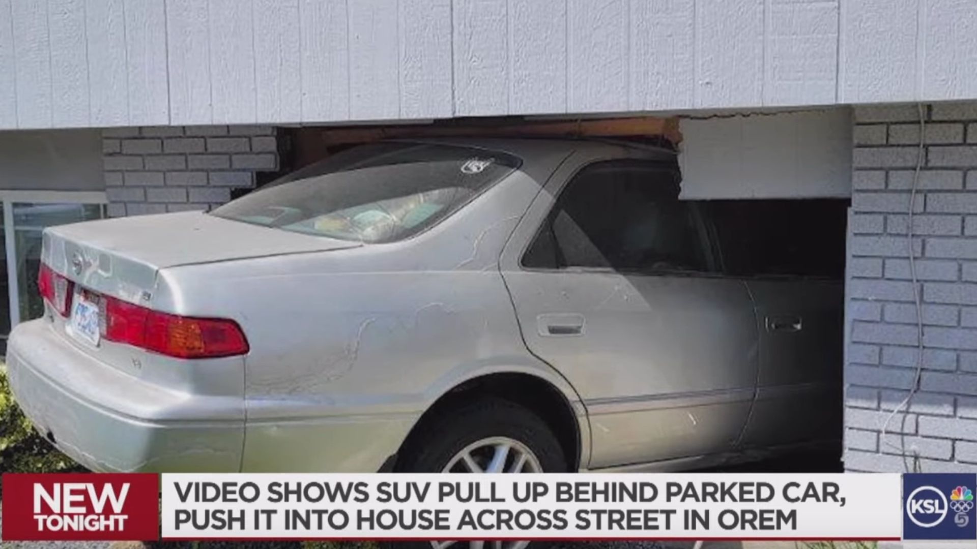 SUV Pushes Parked Car Through Front Of Utah House