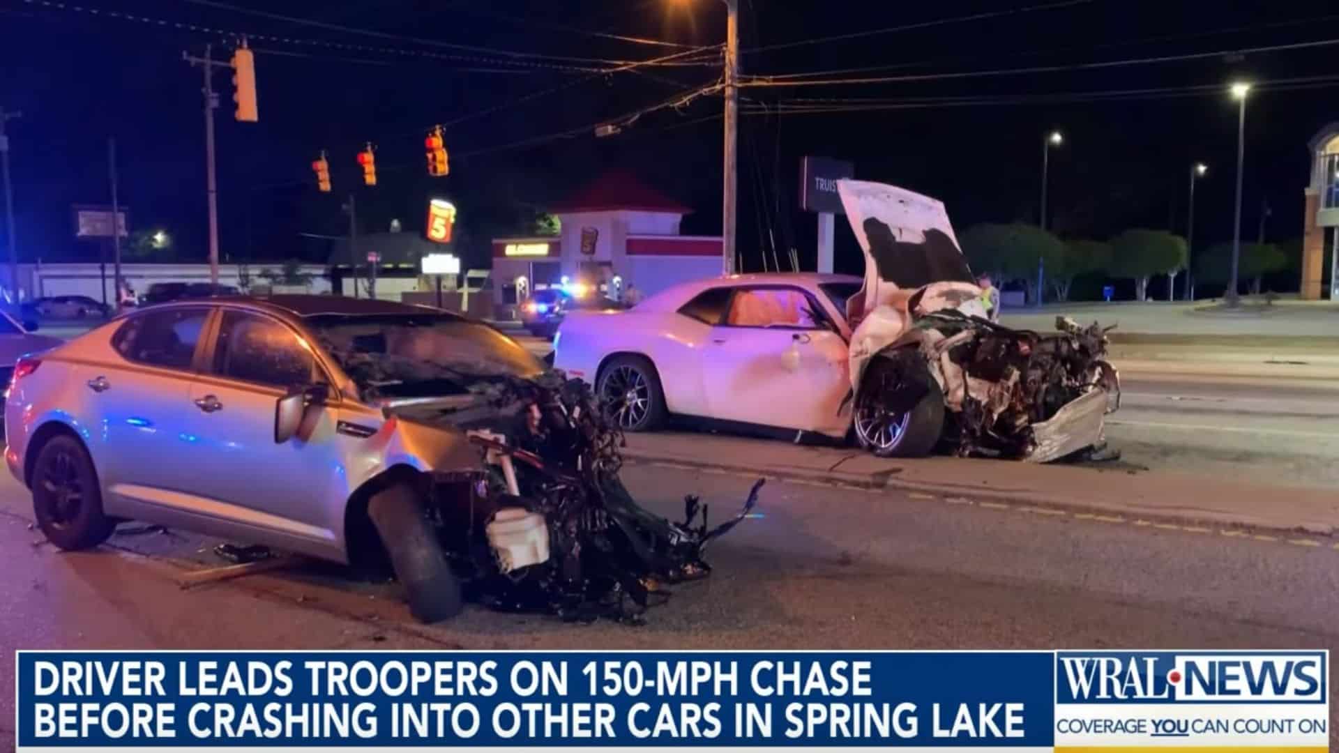 150 MPH Police Chase Ends In A Big Crash