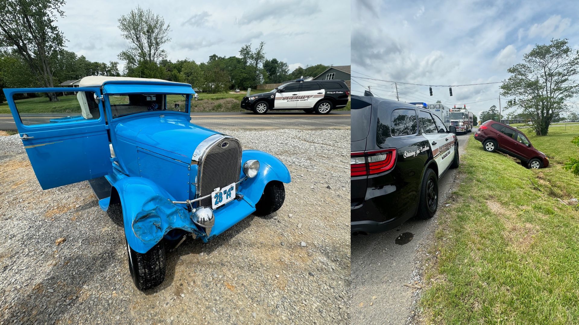 Ford Model A Hit By Hyundai, Takes It Like A Champ