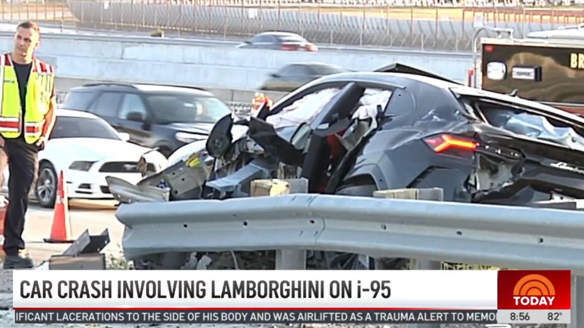 Lamborghini Urus Destroyed In Crash Involving A Mustang