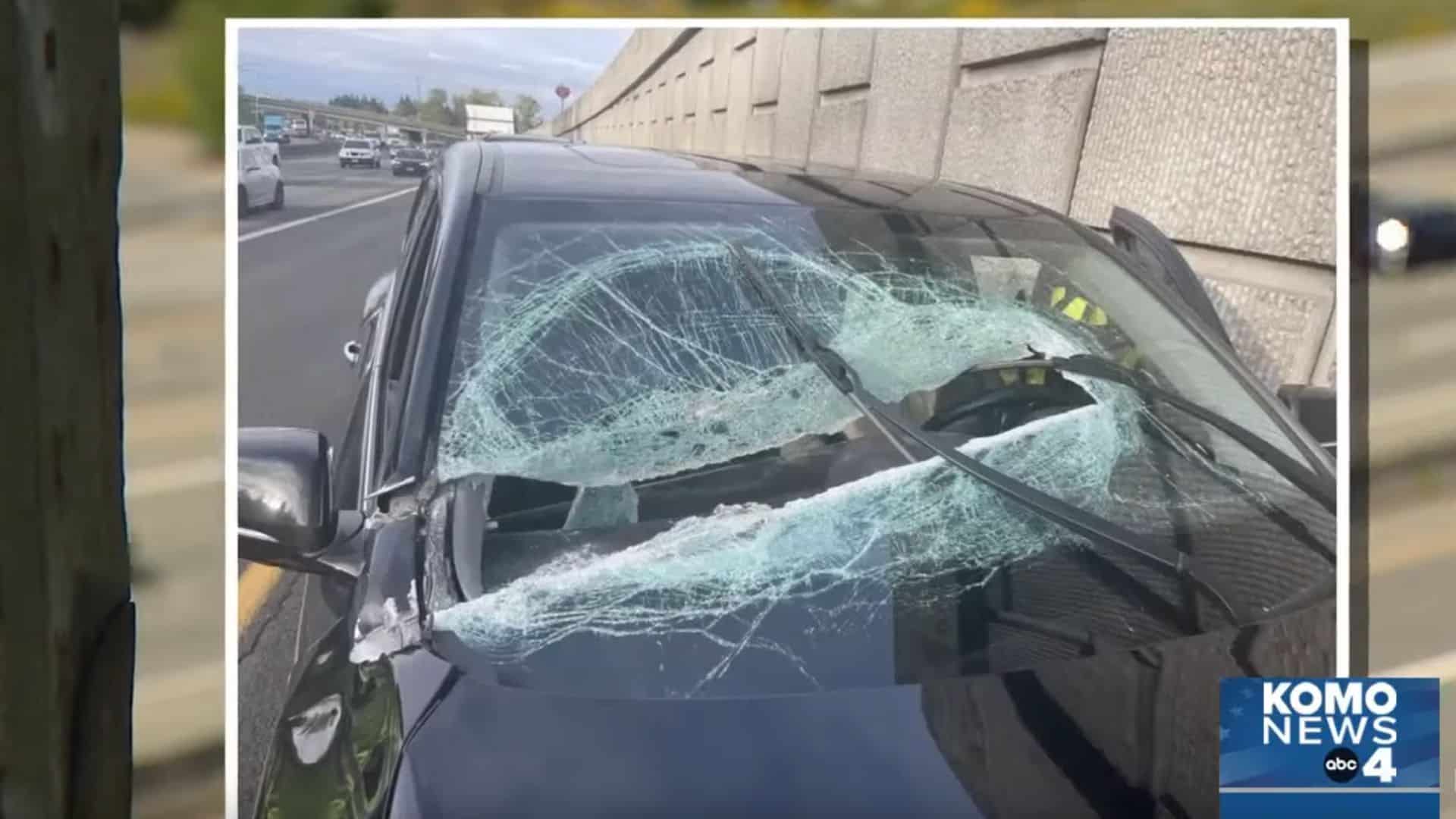 Someone Threw A Steel Beam From An Overpass, Hitting An SUV