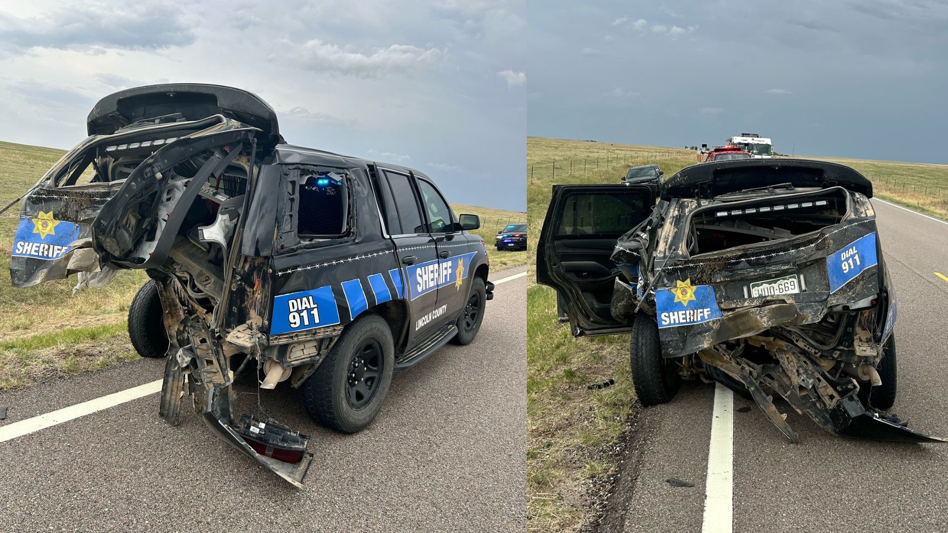 Cop Car Decimated On Rural Colorado Road