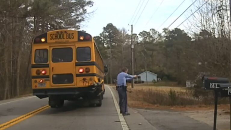 Fleeing Charger Slams Into A Bus Full Of Students