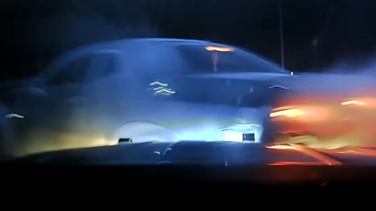 Fleeing Dodge Challenger Driver Scrapes Guardrail During Police Chase