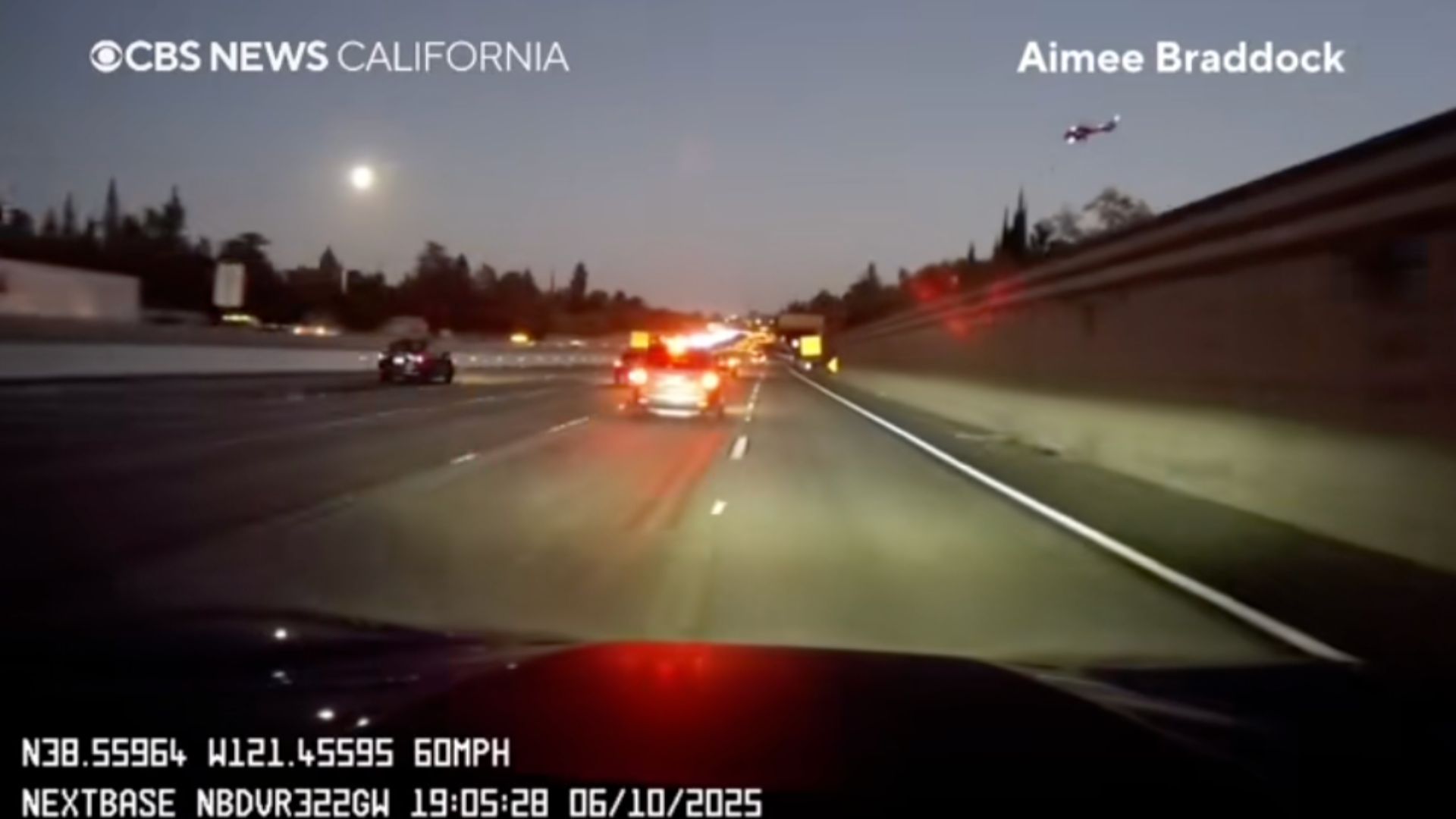 Dashcam Shows Moment Medical Helicopter Crashes on California Highway