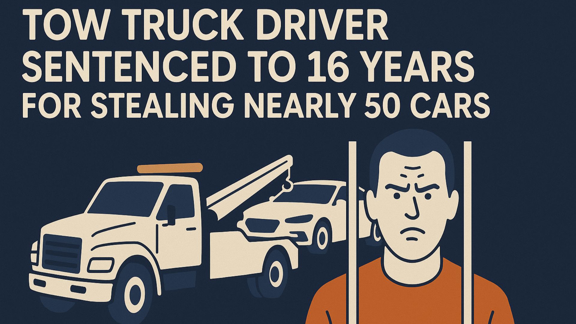 Tow Truck Driver Sentenced to 16 Years for Stealing Nearly 50 Cars