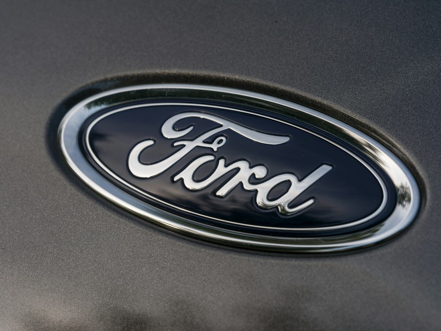The ford logo is displayed on a vehicle.