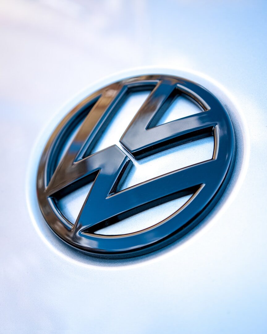 Close-up of the Volkswagen logo emblem on a vehicle