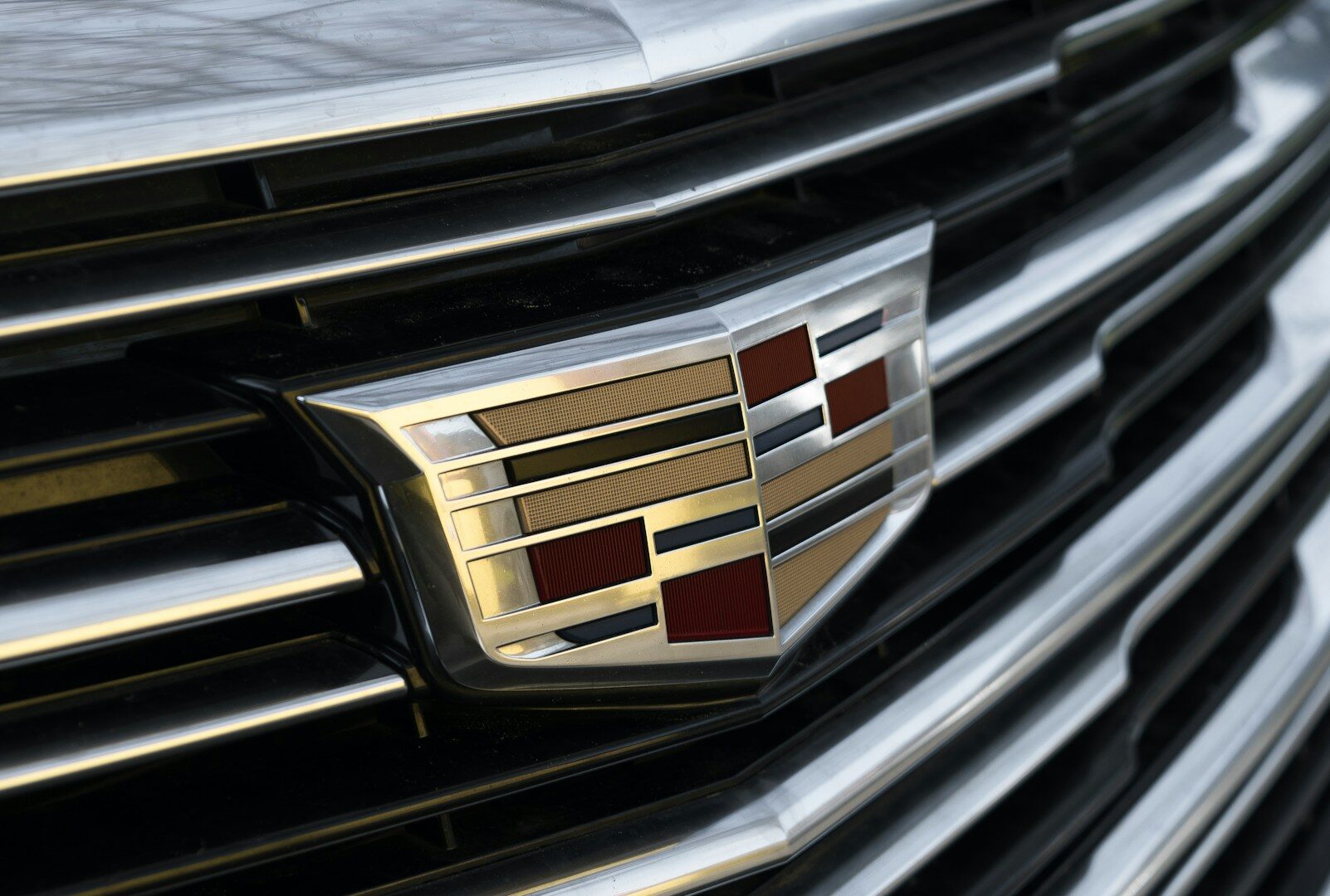 a close up of a car's grill
