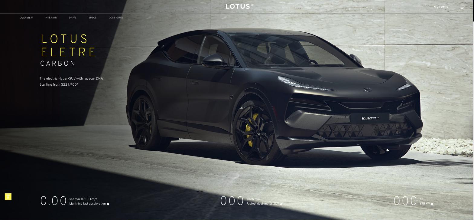 Lotus Eletre Carbon SUV, built at Geely's Wuhan, China factory