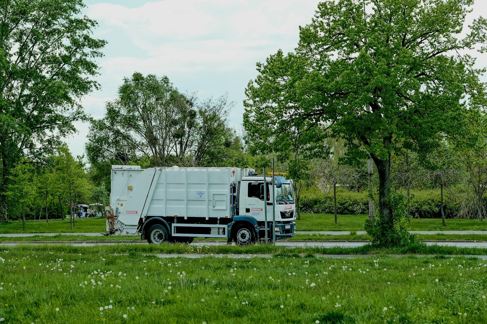 a truck parked in a park