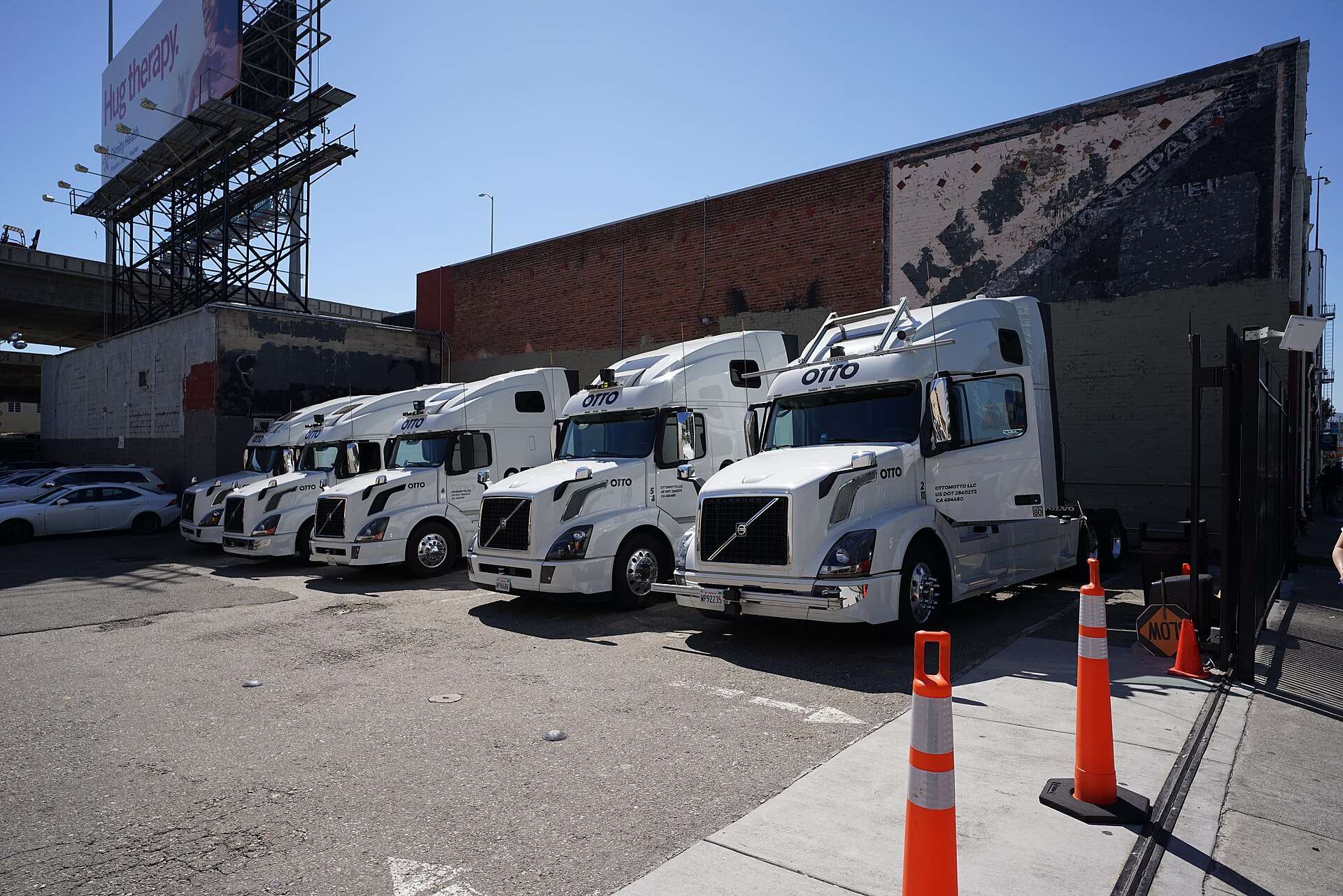 Autonomous semi trucks parked in San Francisco, California