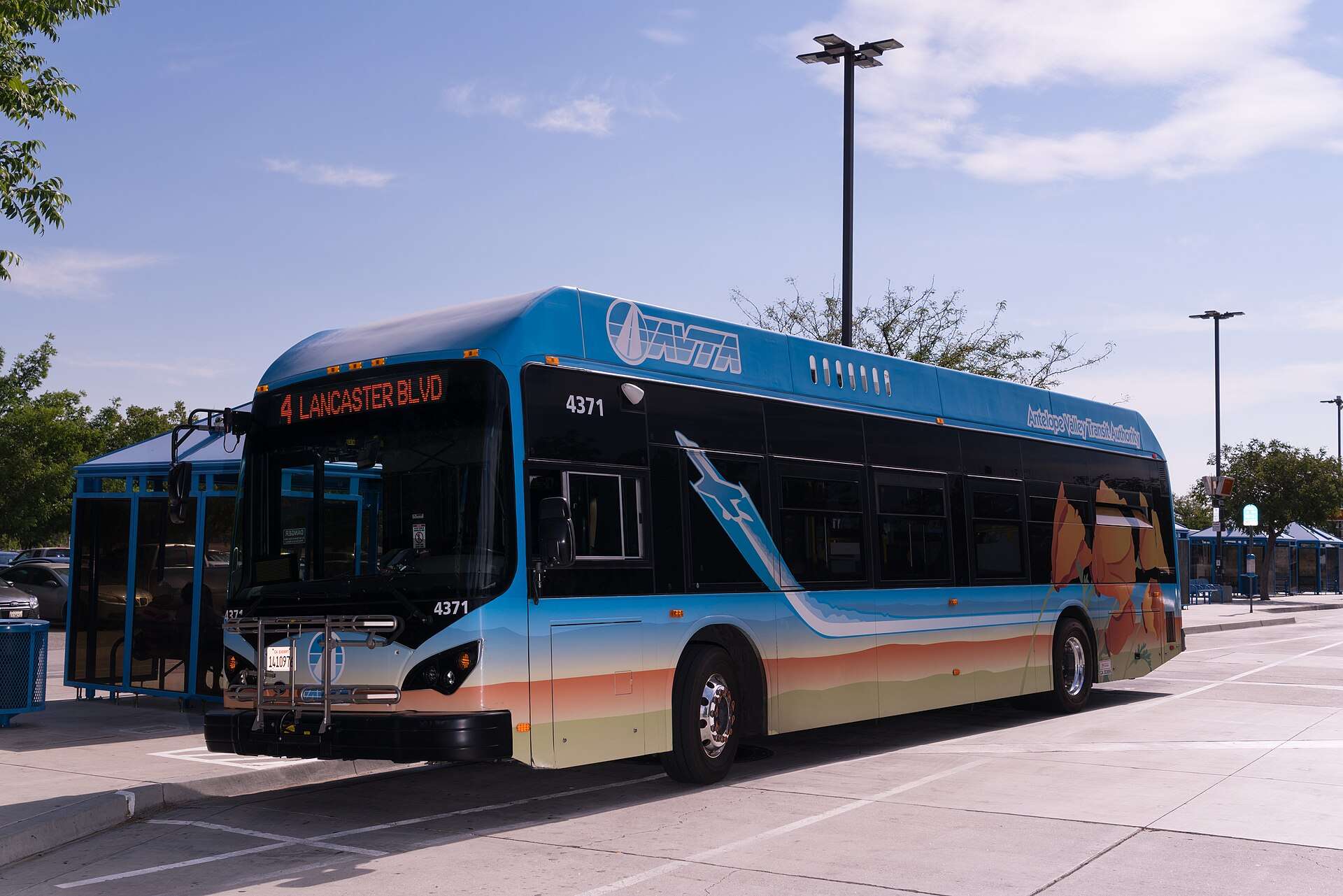 Antelope Valley Transit Authority BYD K9 battery-electric bus built in Lancaster, California