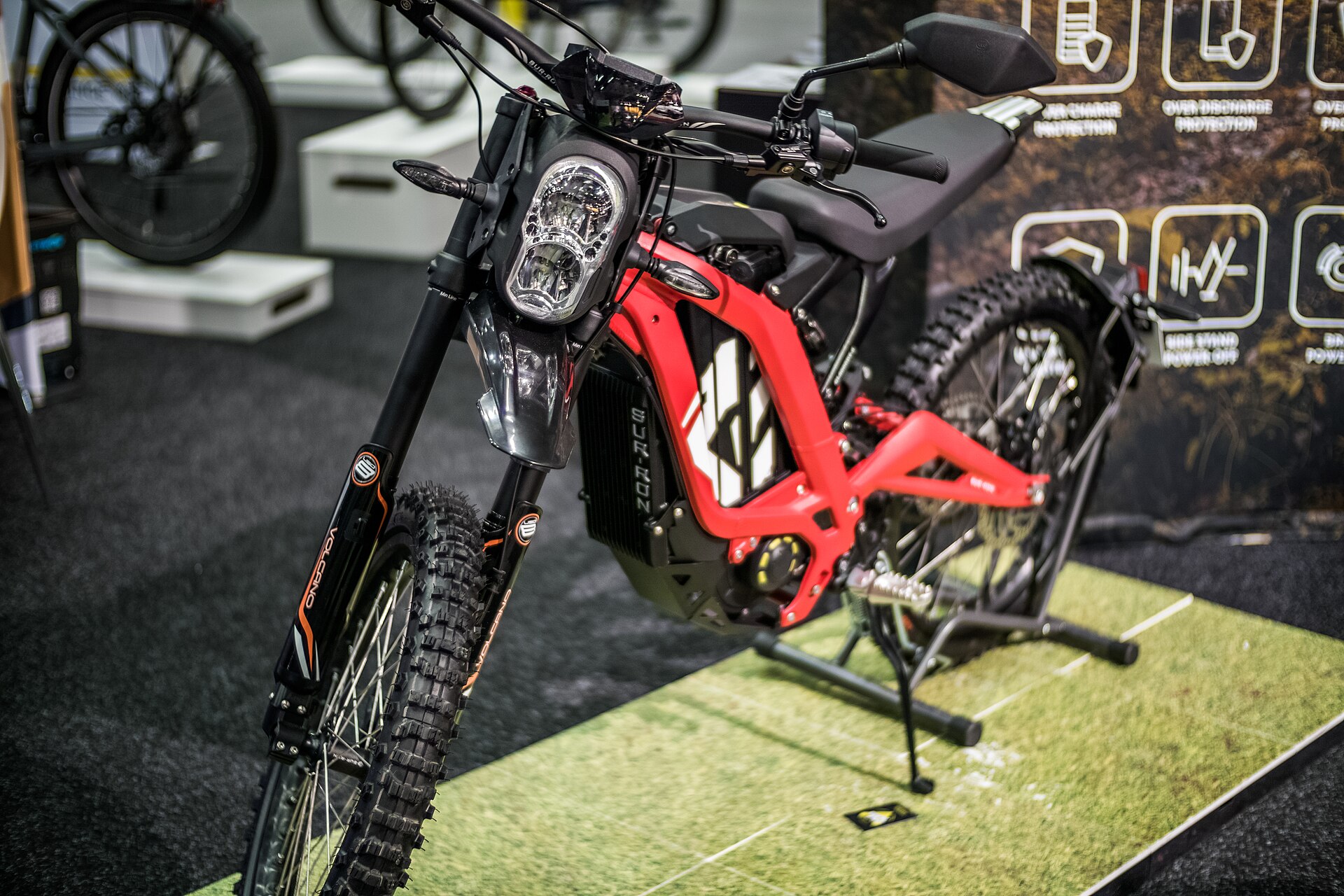 An electric off-highway motorcycle of the type California classifies as an off-highway vehicle
