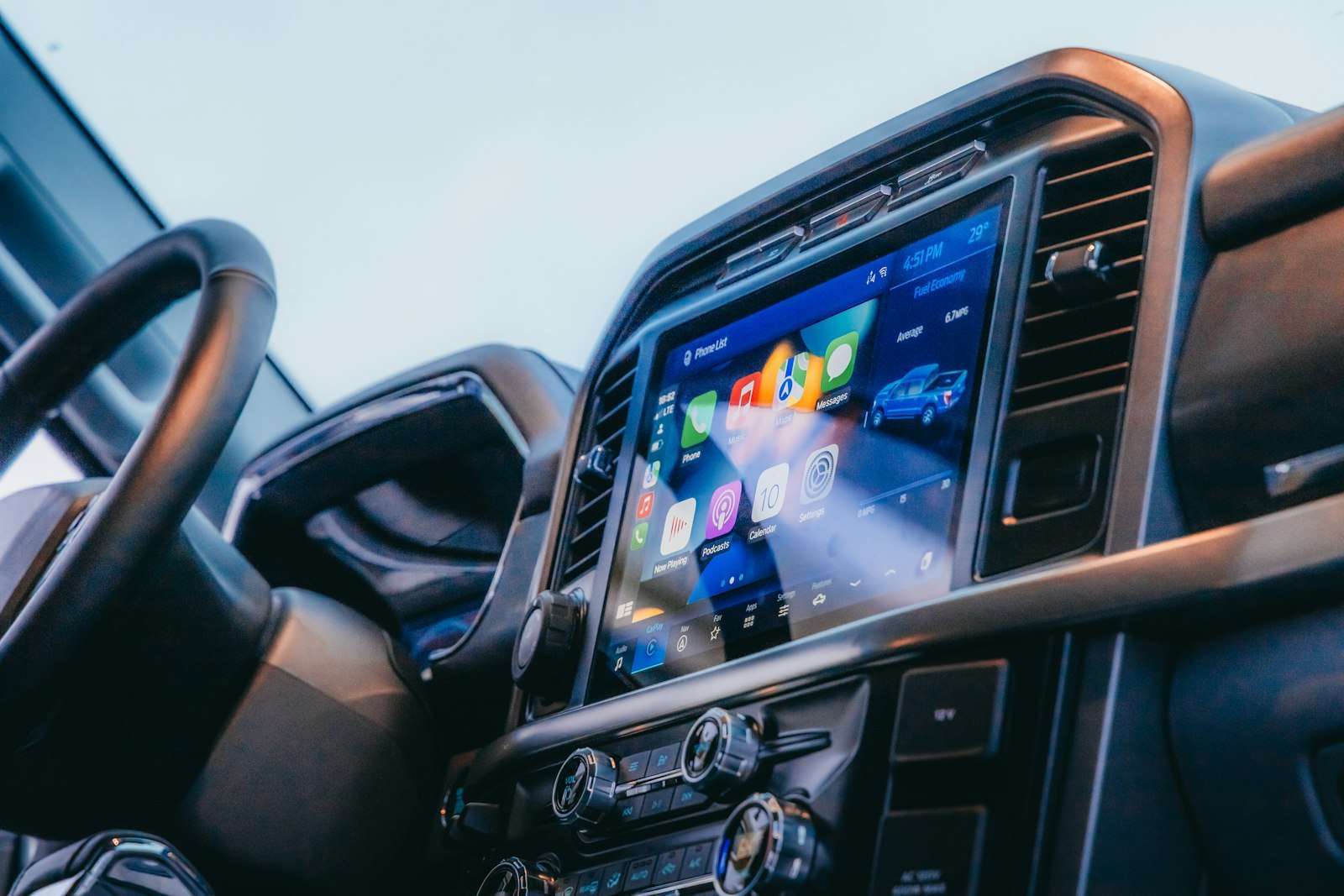 Car dashboard with a touchscreen display