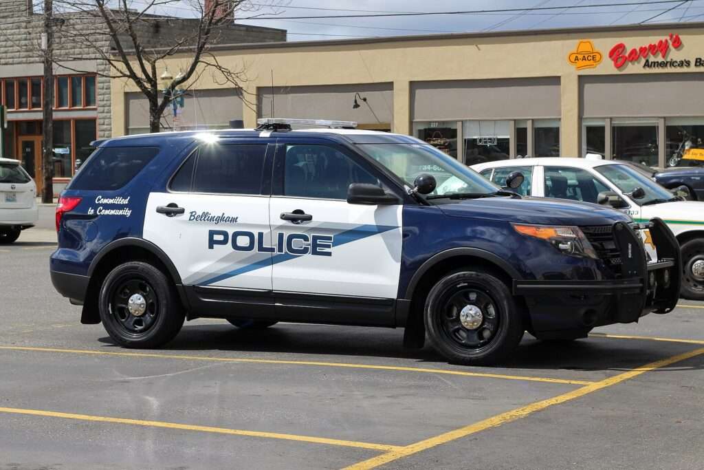 A Ford Police Interceptor Utility patrol SUV parked in a lot