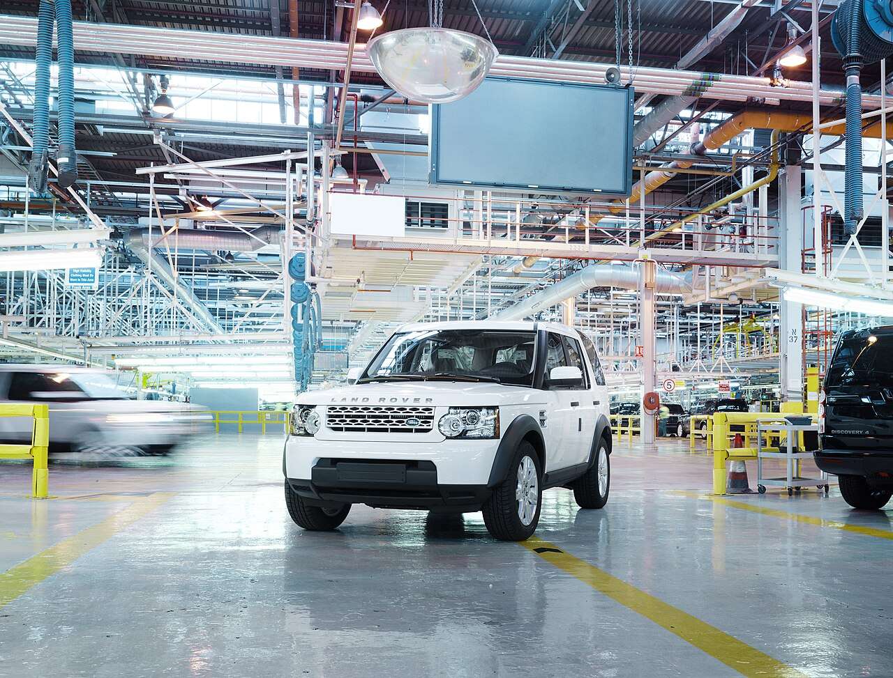 Finished Land Rover on the factory floor at JLR Solihull