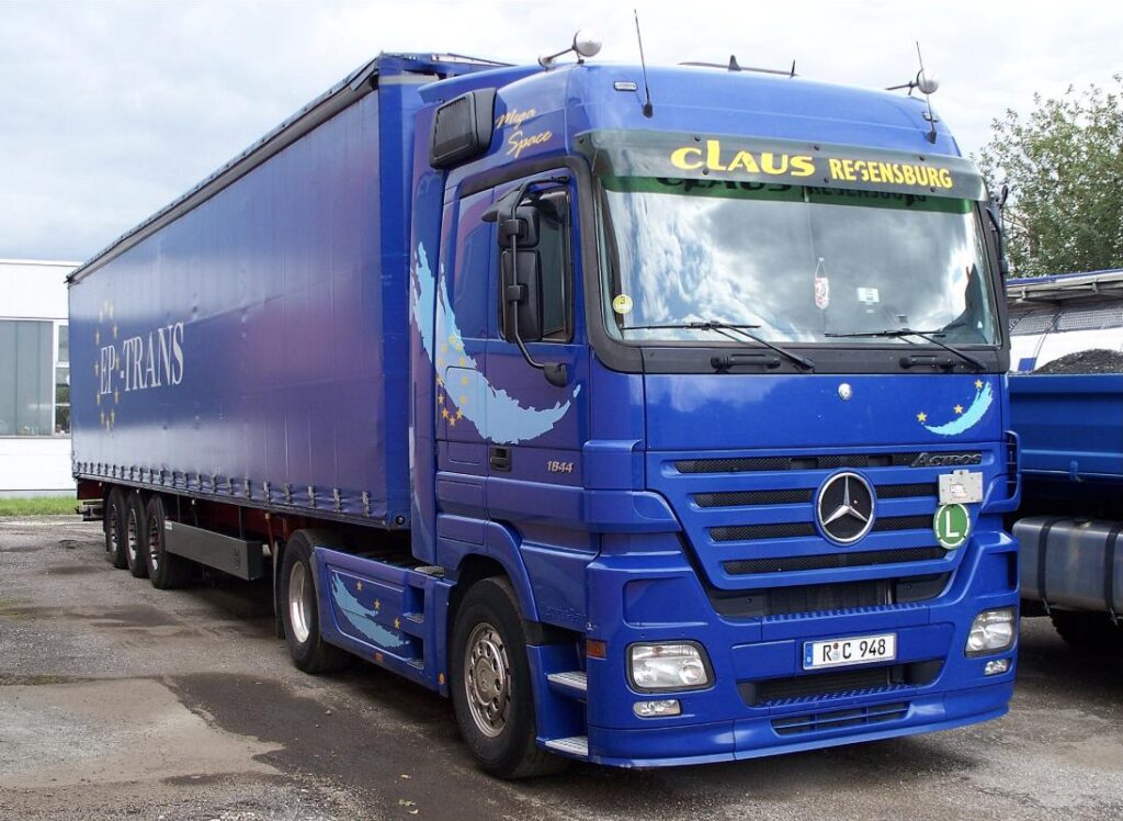 Semi-trailer truck on a road in Germany