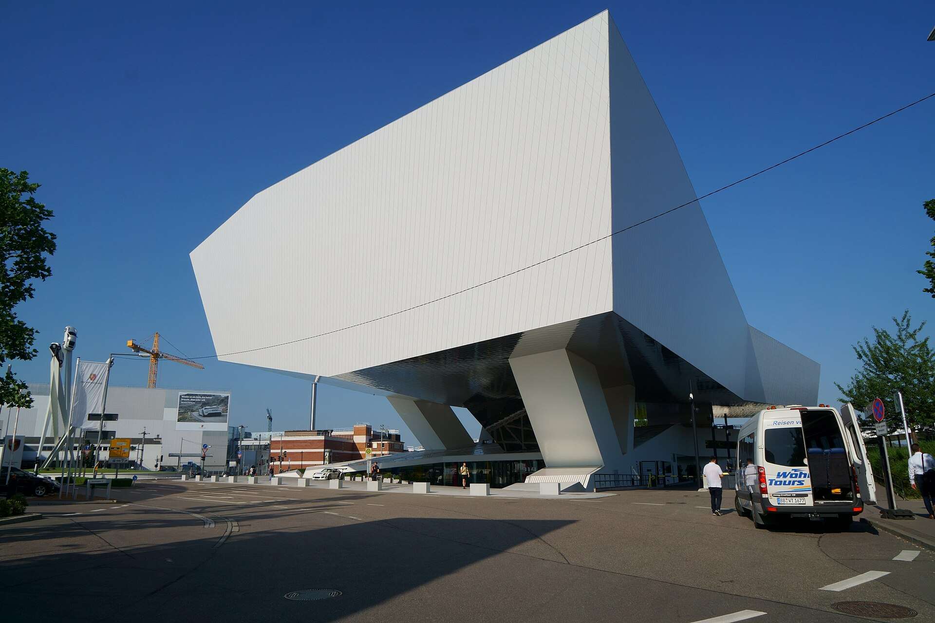 The Porsche Museum building at Porscheplatz in Stuttgart-Zuffenhausen, Germany