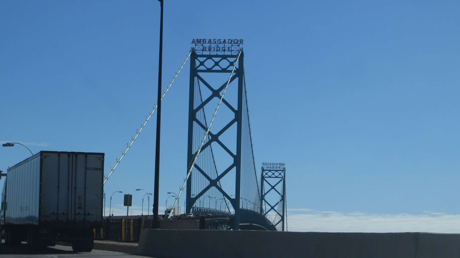 Ambassador Bridge between Detroit and Windsor