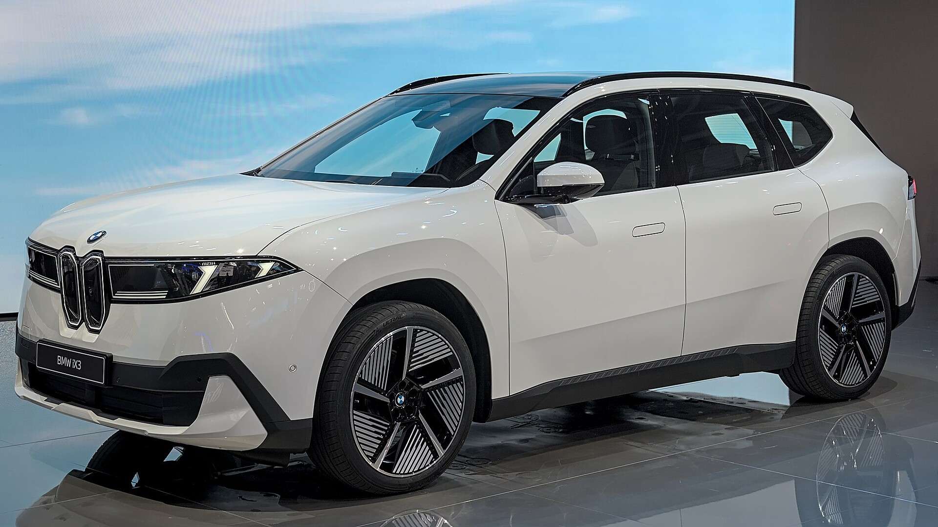 White BMW iX3 at IAA 2025
