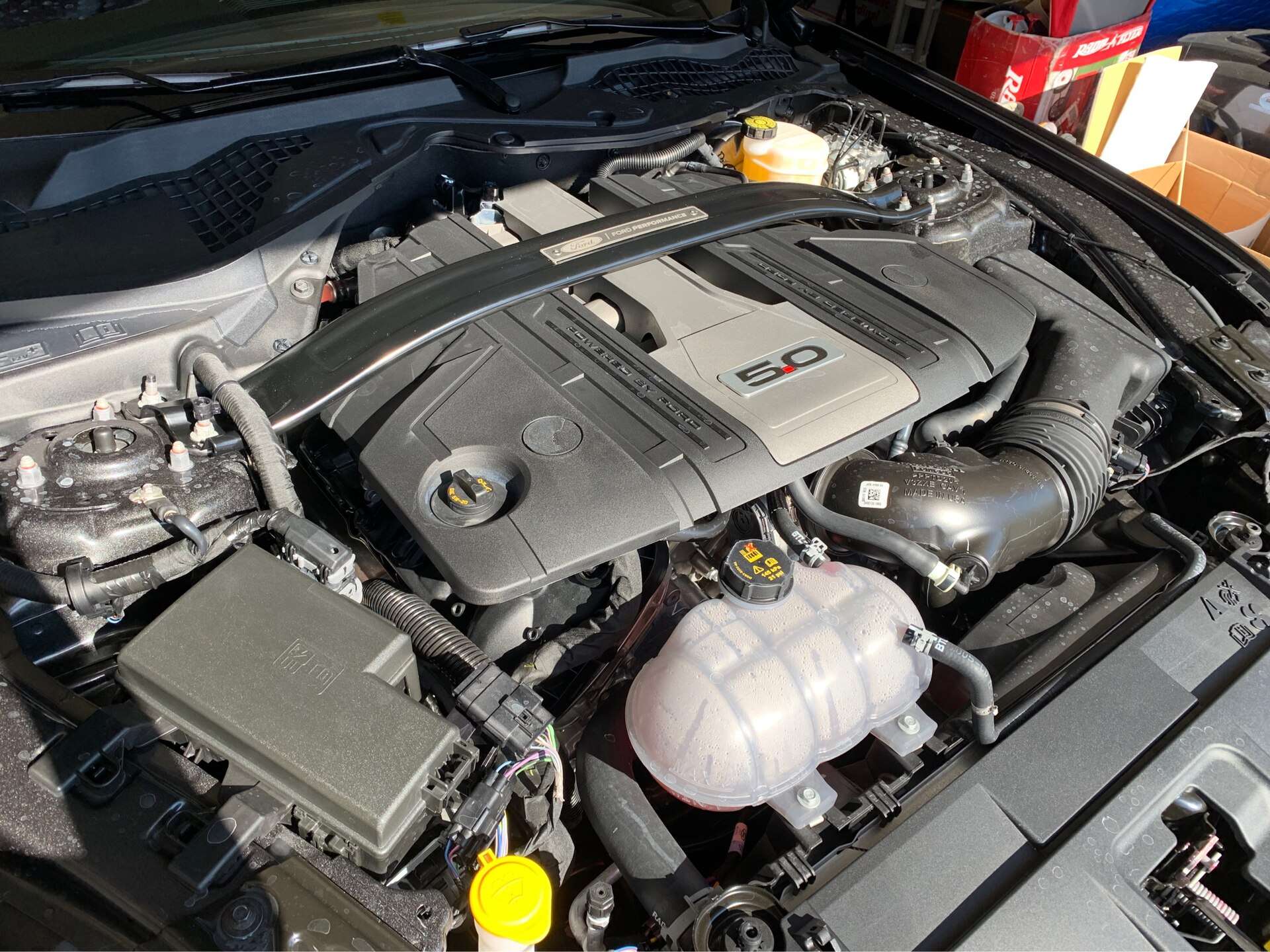 A third-generation Ford 5.0-liter Coyote V8 engine in a 2018 Mustang
