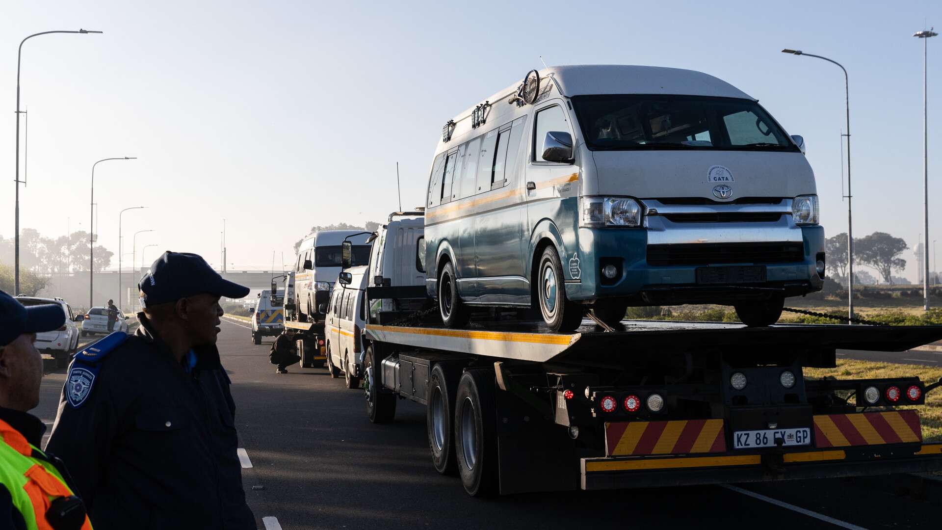 Minibus taxis impounded by police in Cape Town during an August 2023 taxi strike
