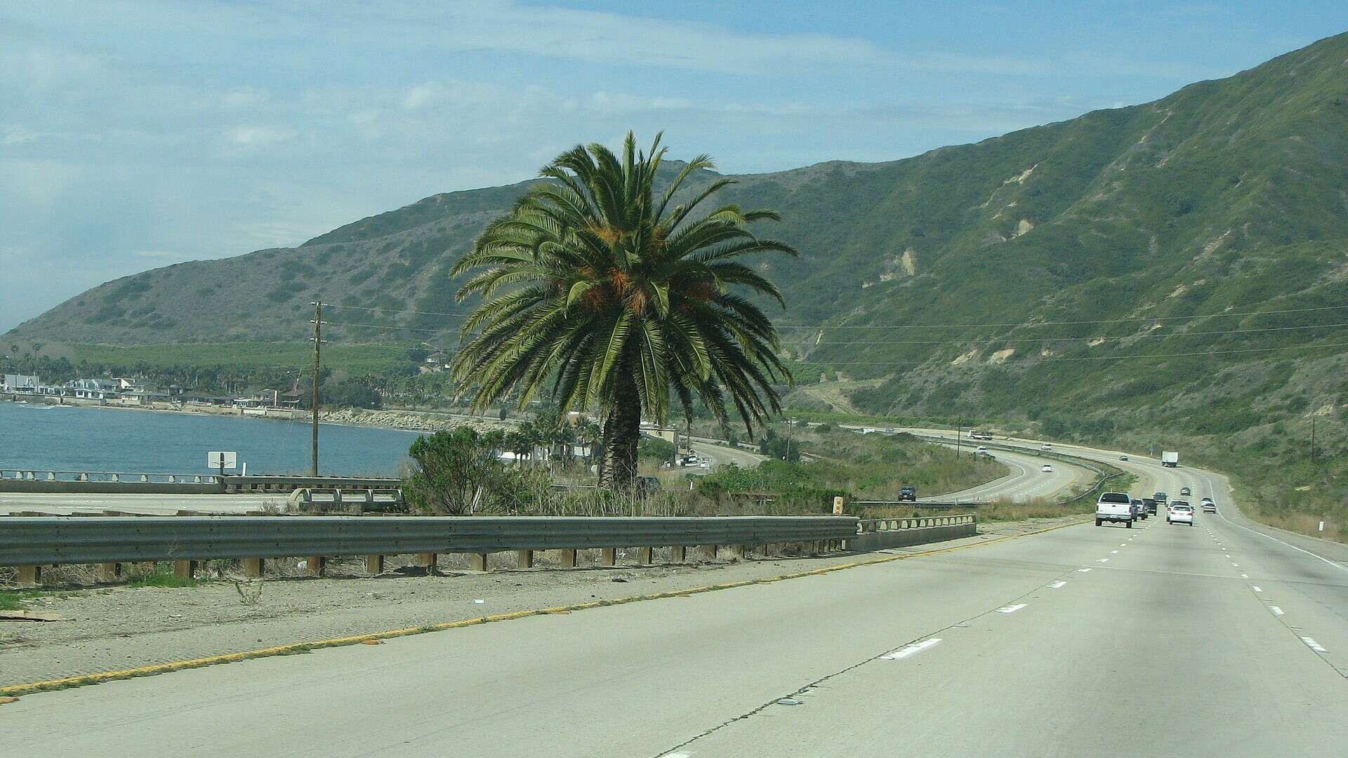 Pacific Coast Highway running along the coast near Malibu, California