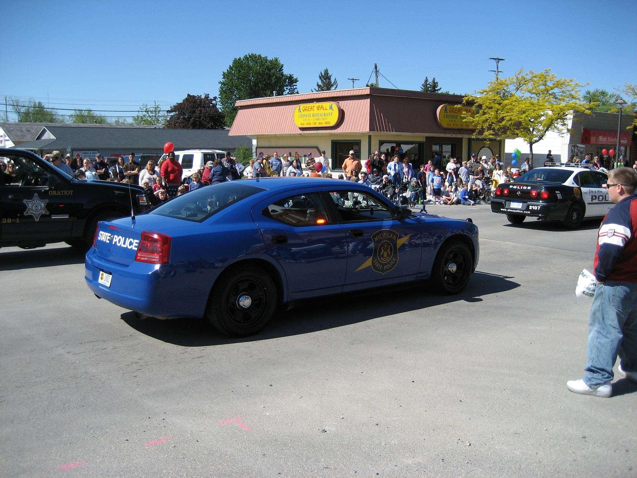 Blue Michigan State Police Dodge Charger patrol car