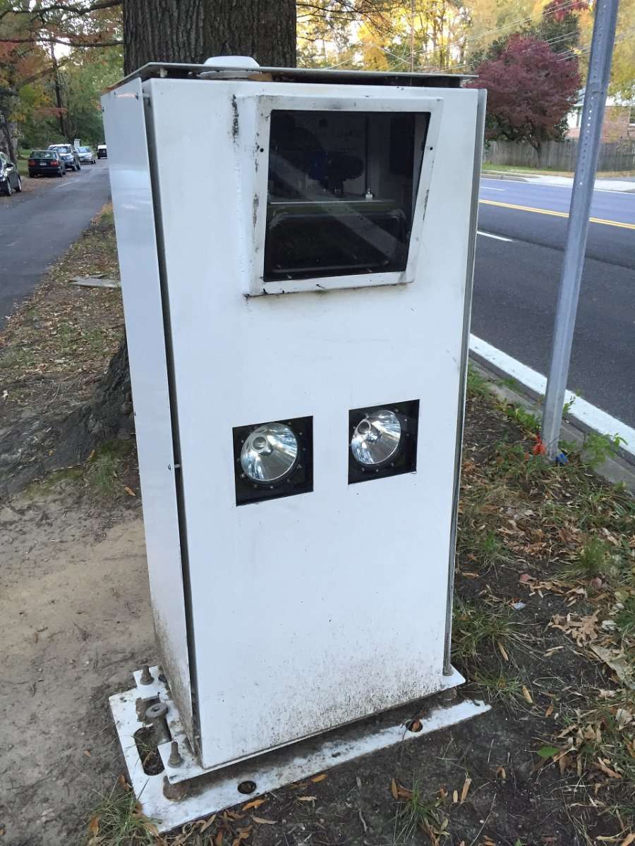 A pole-mounted speed camera in Montgomery County, Maryland