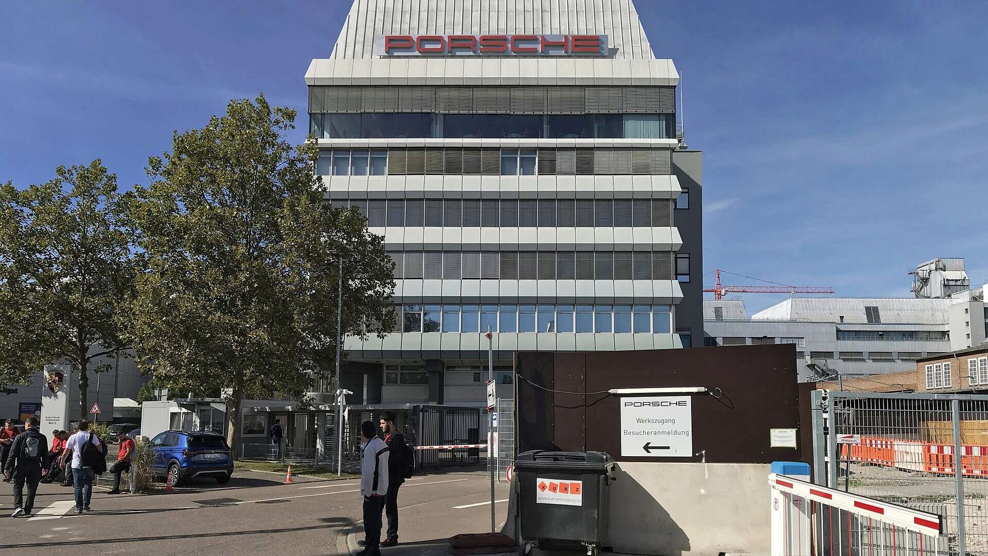 Porsche Werk 2 buildings on Porscheplatz in Stuttgart-Zuffenhausen