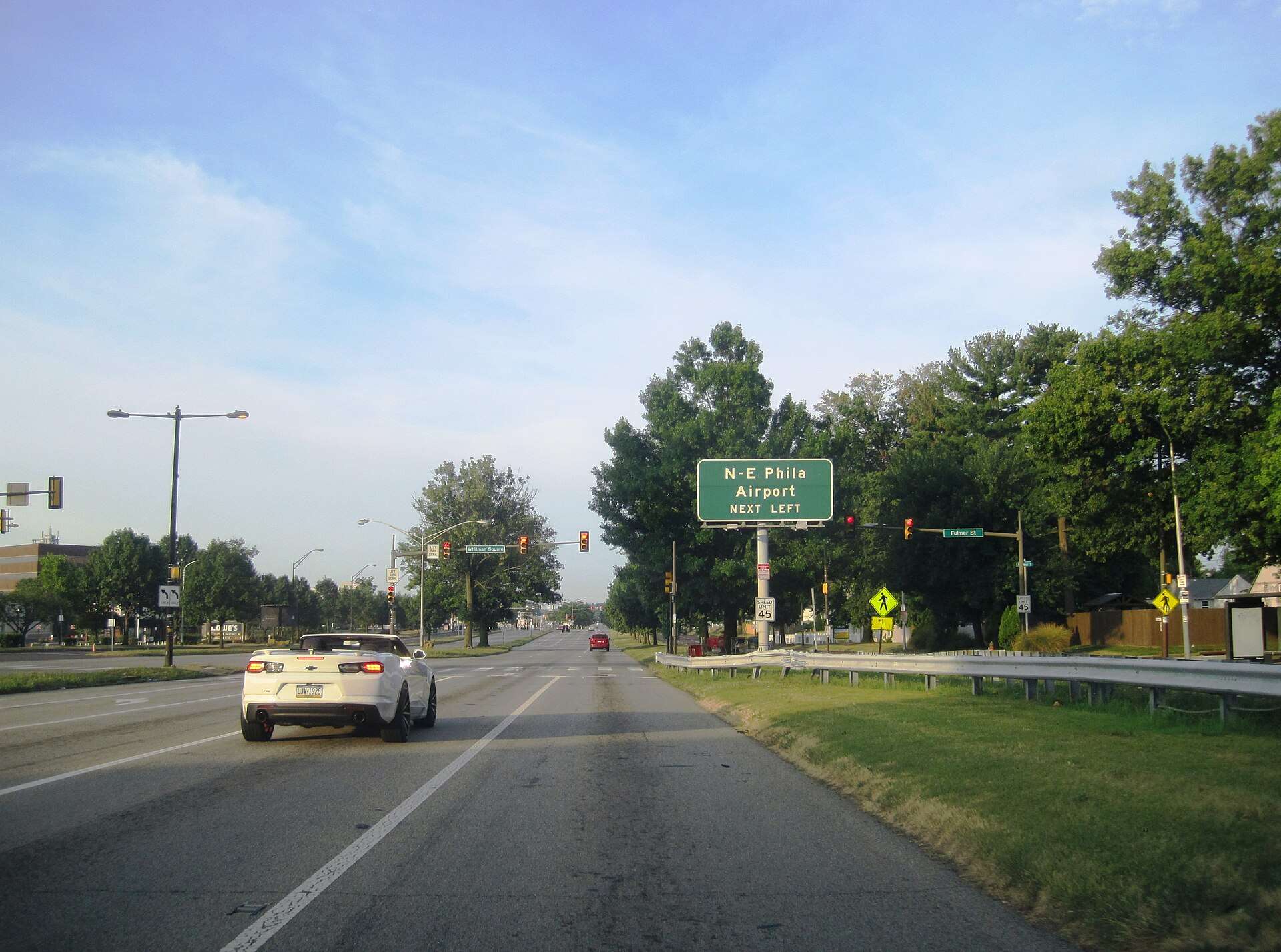 Southbound inner lanes of Roosevelt Boulevard at Whitman Square in Philadelphia
