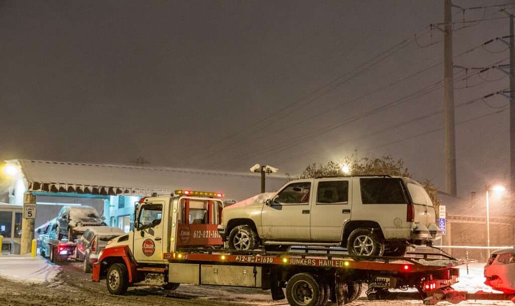 Tow trucks at the Minneapolis city impound lot