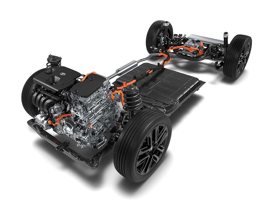 Toyota illustration of the new-generation RAV4 plug-in hybrid system components