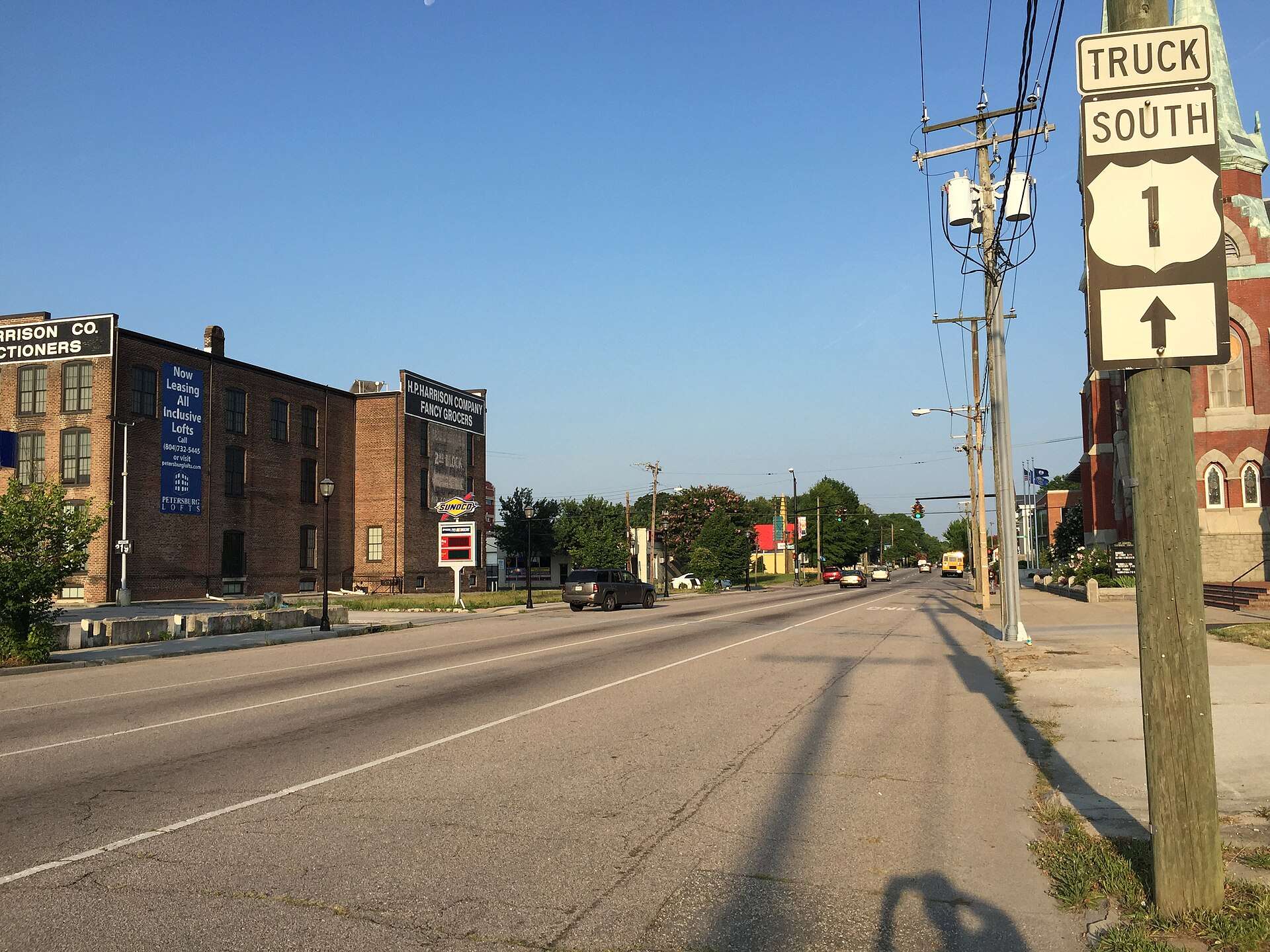 Washington Street, carrying U.S. Route 1 and U.S. Route 460 Business, between Union and Market streets in Petersburg, Virginia